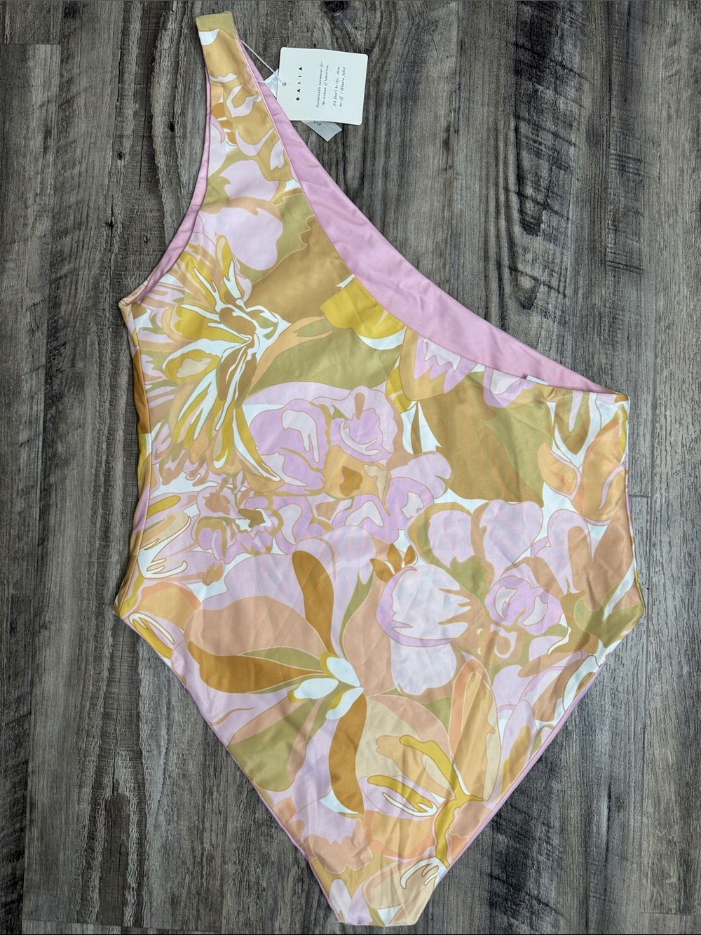 NWT Baiia Bermuda Reversible Wrapsuit Pink Floral AU 24 / US 20 One Shoulder - Picture 3 of 4